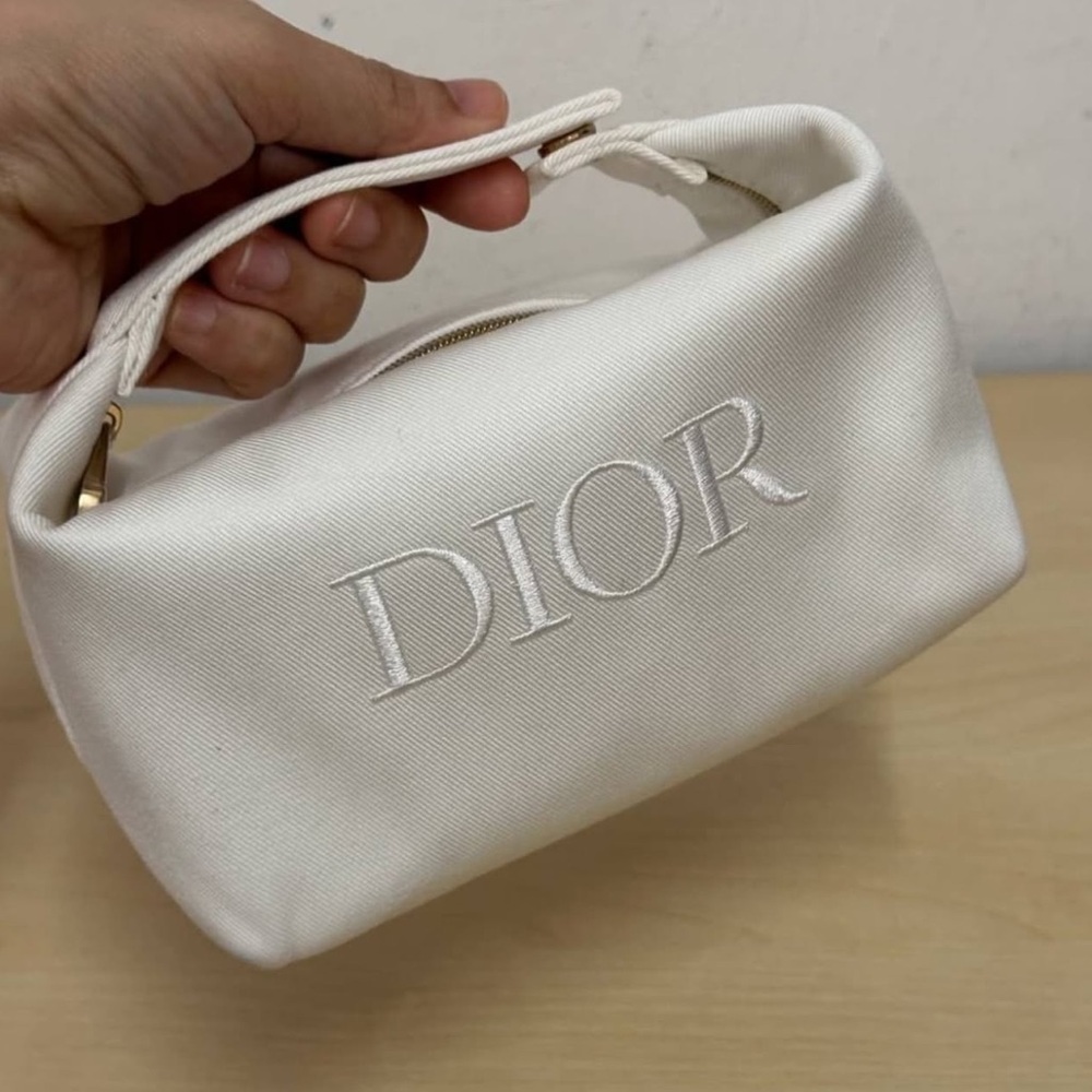 Dior White Mini Zipper Pouch & Handle - Picture 5 of 5